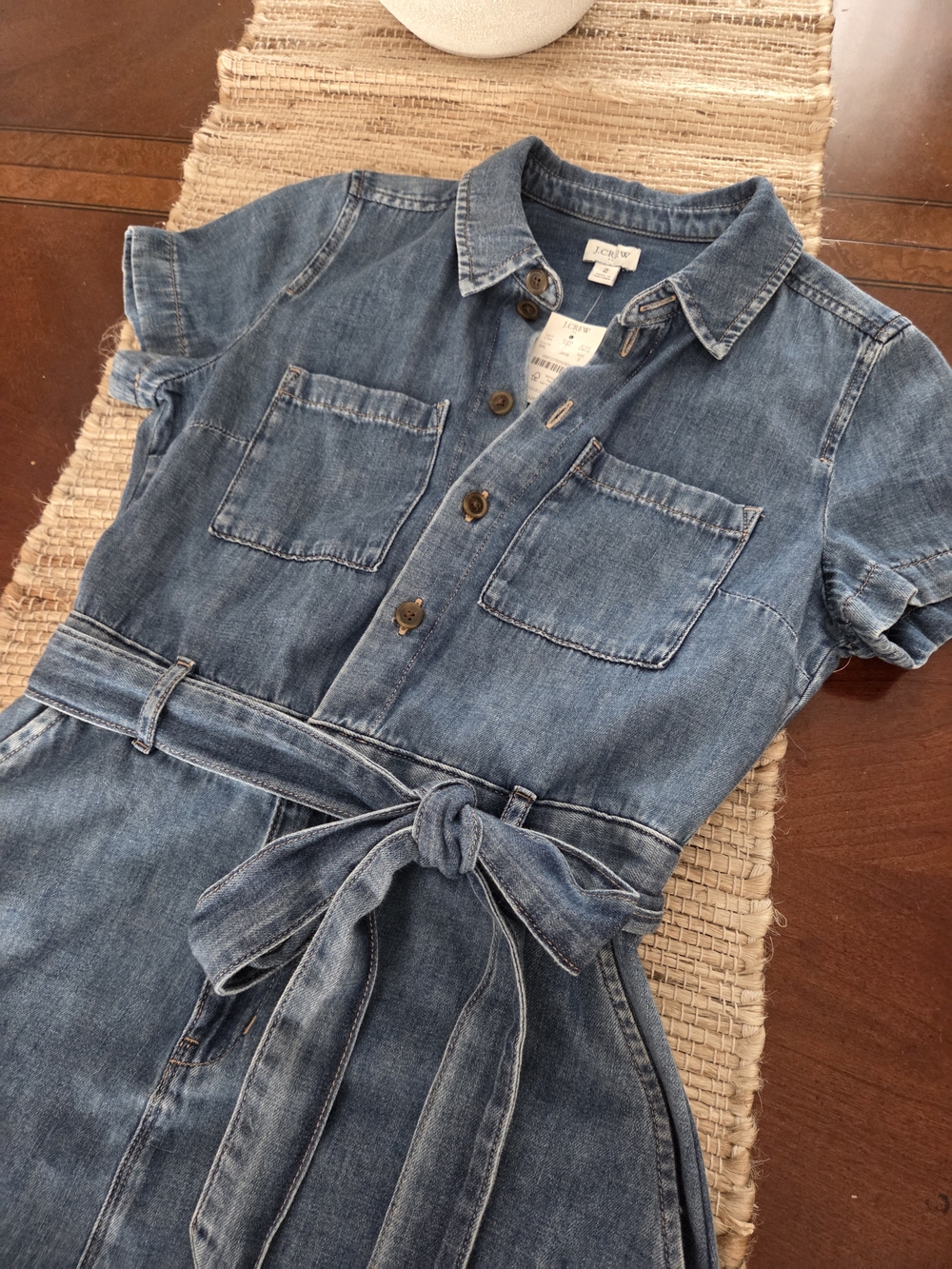 NWT J. Crew Denim Shirt Dress with Tie Belt - Blue - Picture 2 of 7